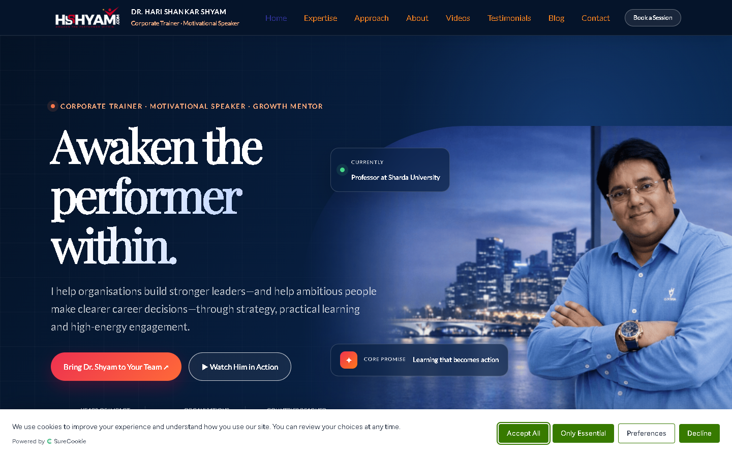 Dr. Hari Shankar Shyam professional website homepage