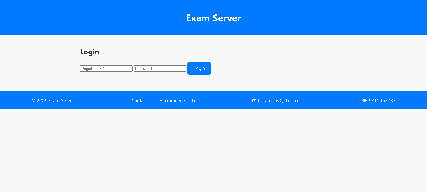 Online examination platform login interface